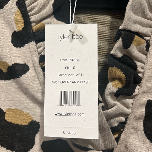 NWT Tyler Boe leopard print dress size S with ruffle collar - Picture 2 of 4